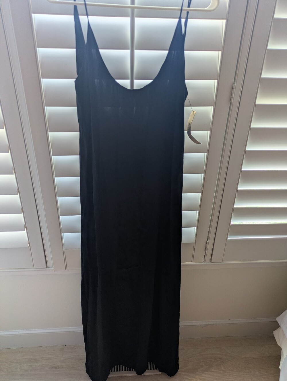 Reformation Low Back Black Silk Slip Maxi Dress